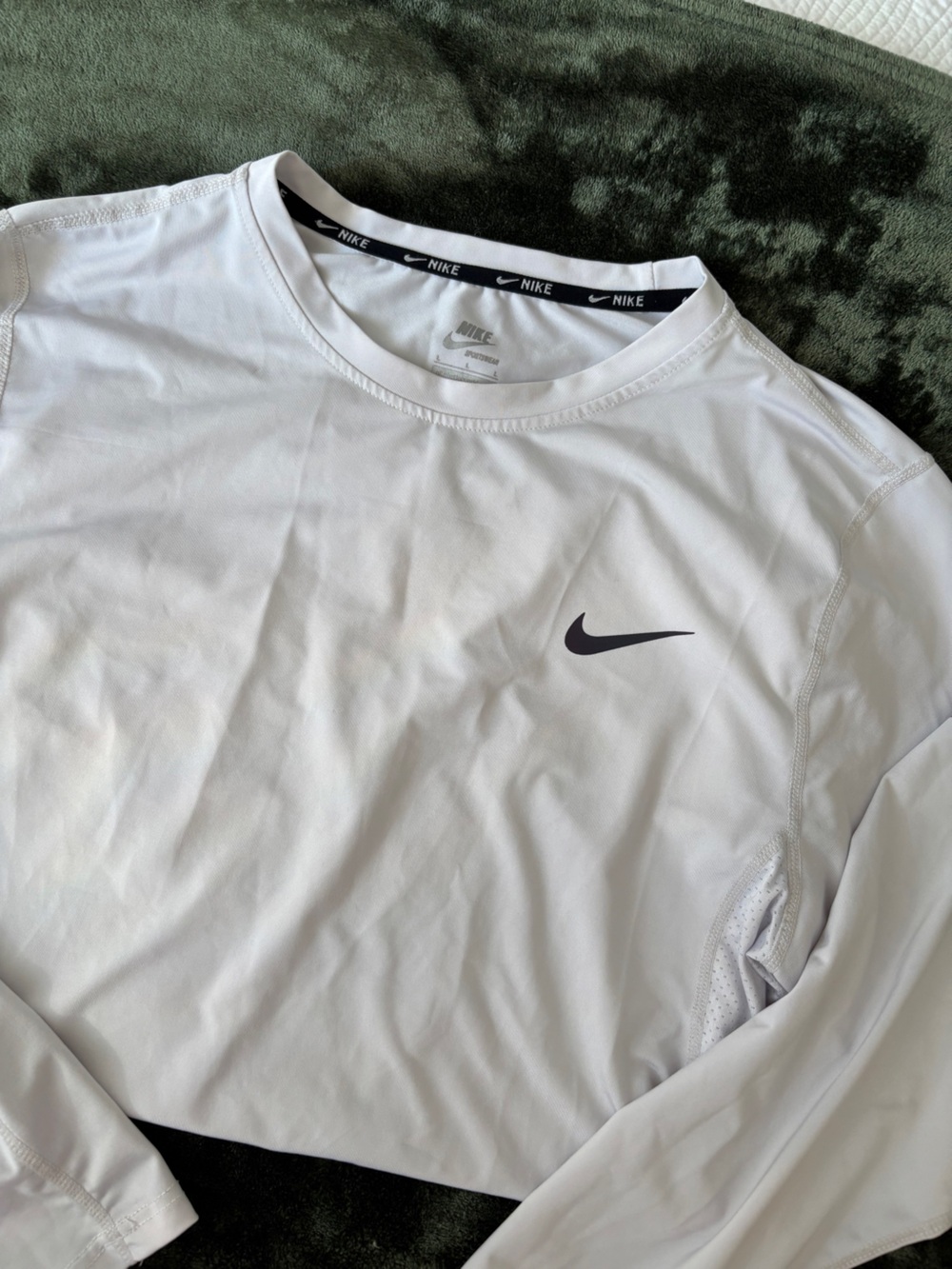 Nike Men’s White Long-Sleeve Tee with Black Swoosh